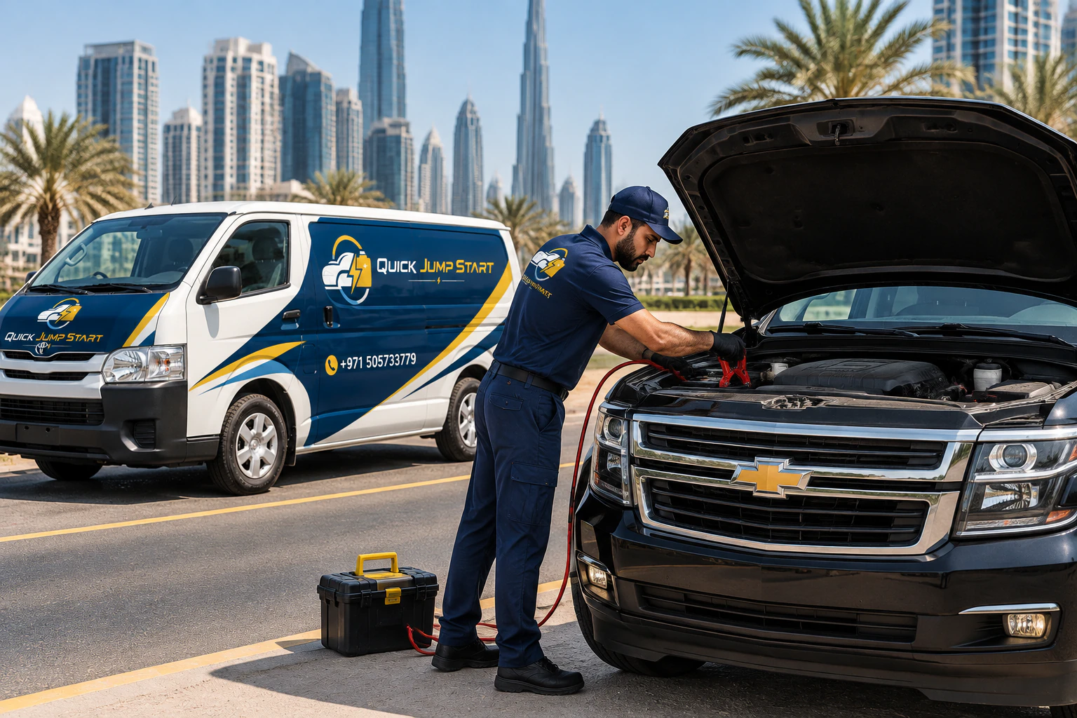 Chevrolet Malibu jump start service in Dubai