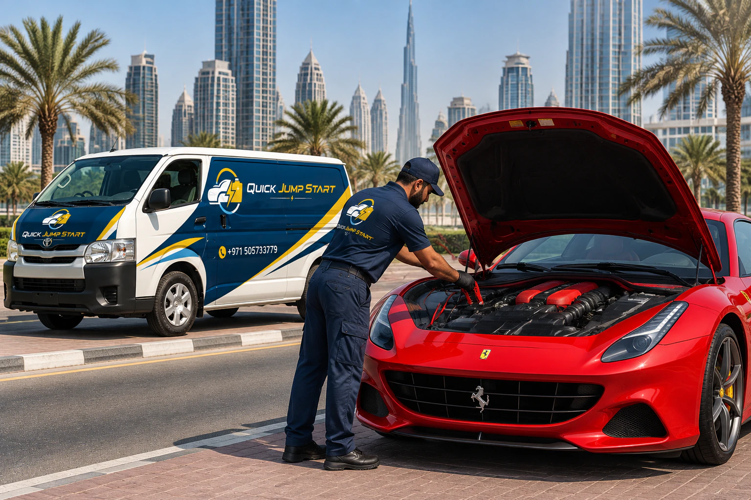 Ferrari jump start service in Dubai