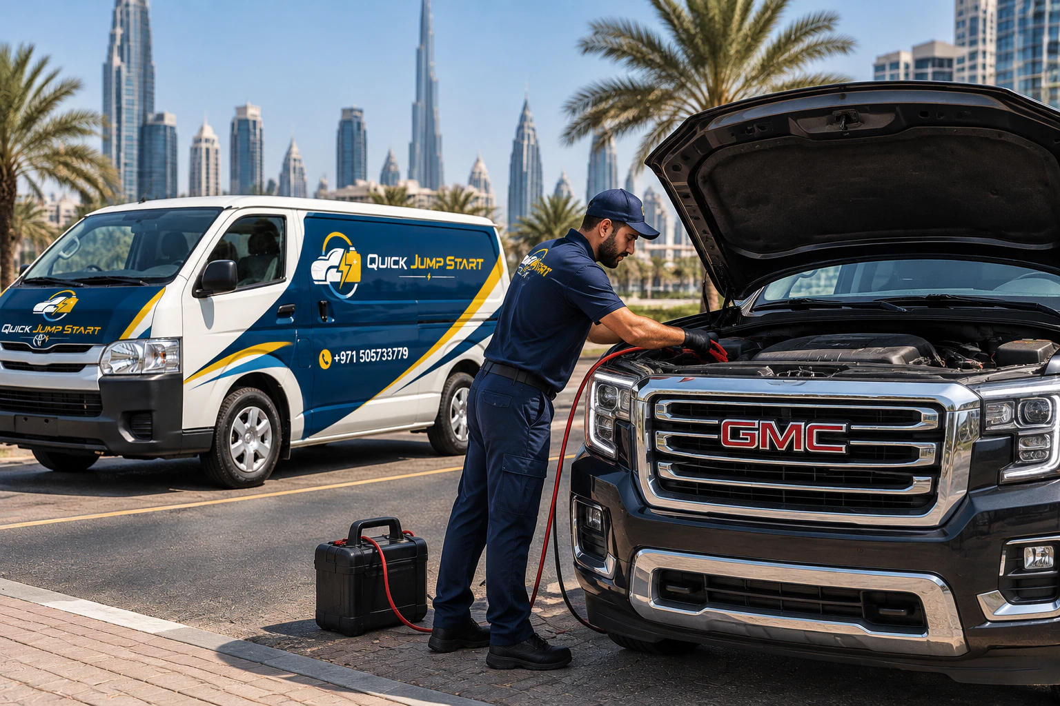 GMC jump start service in Dubai