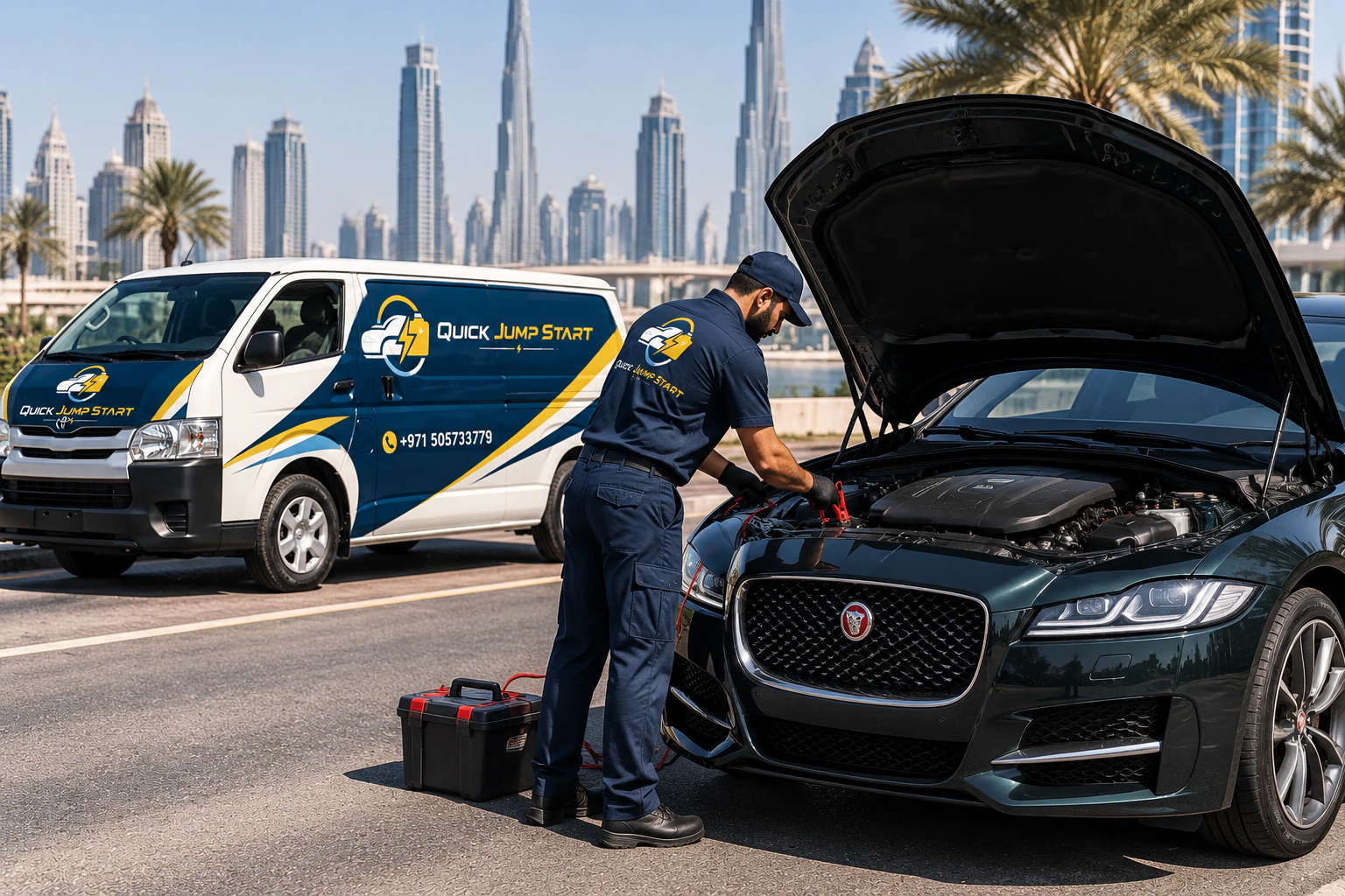 Jaguar jump start service in Dubai