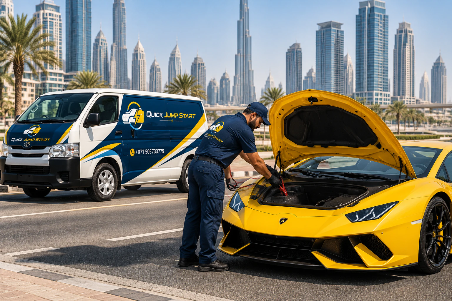 Lamborghini jump start service in Dubai
