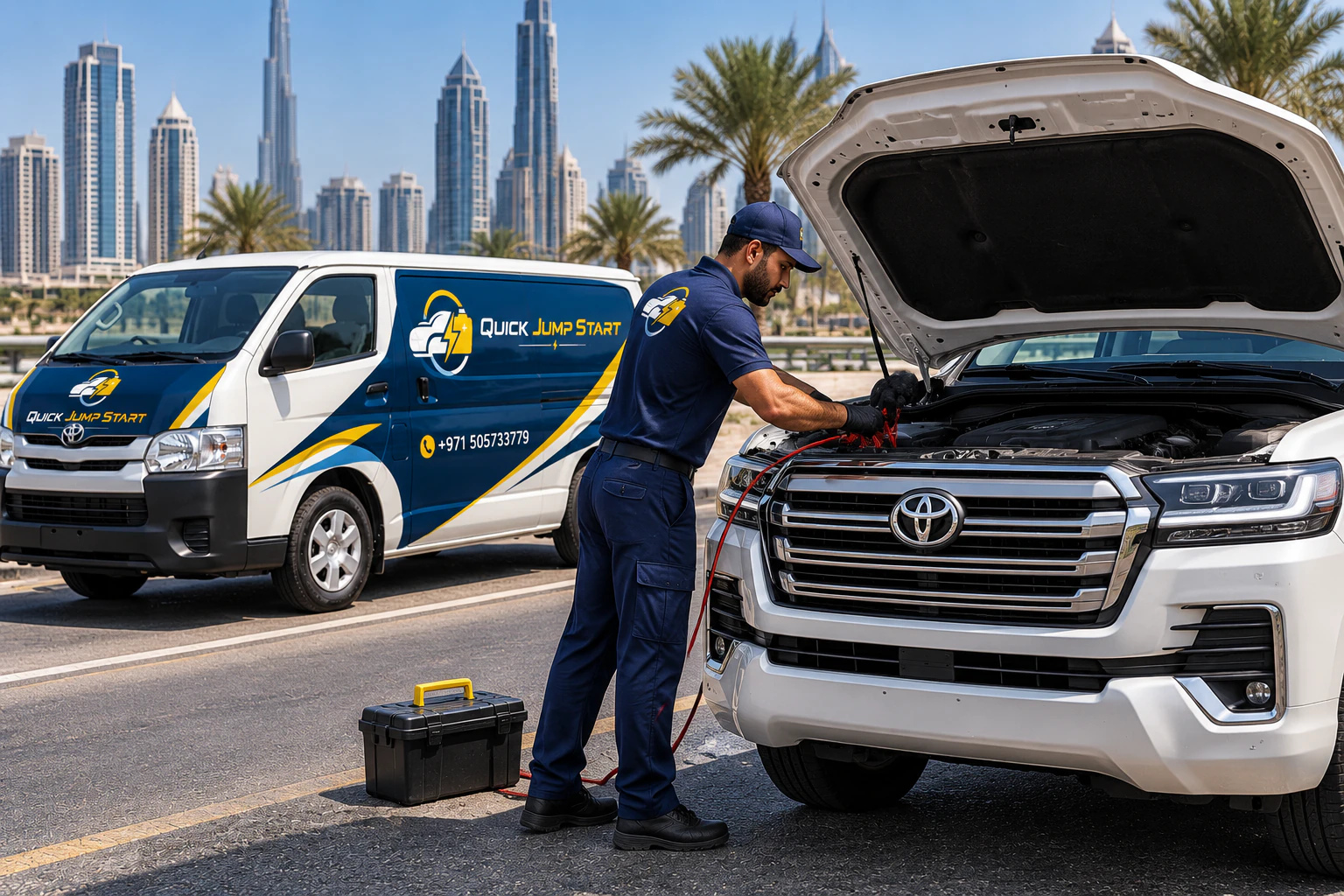 Toyota Land Cruiser jump start service in Dubai