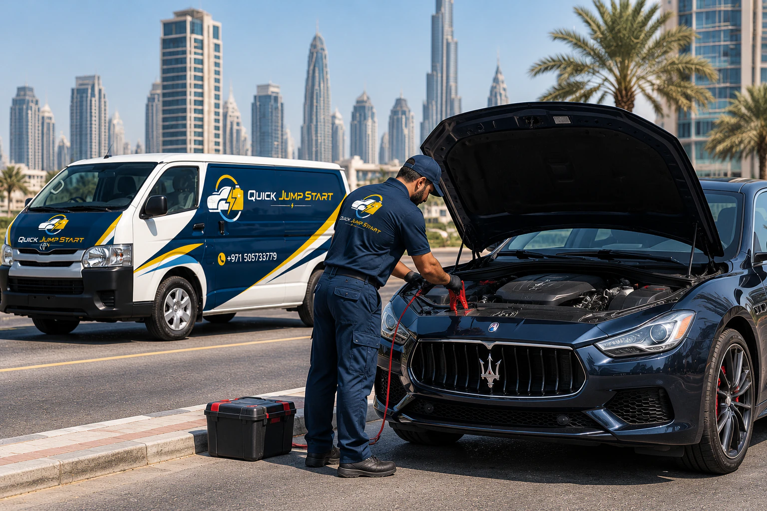 Maserati jump start service in Dubai