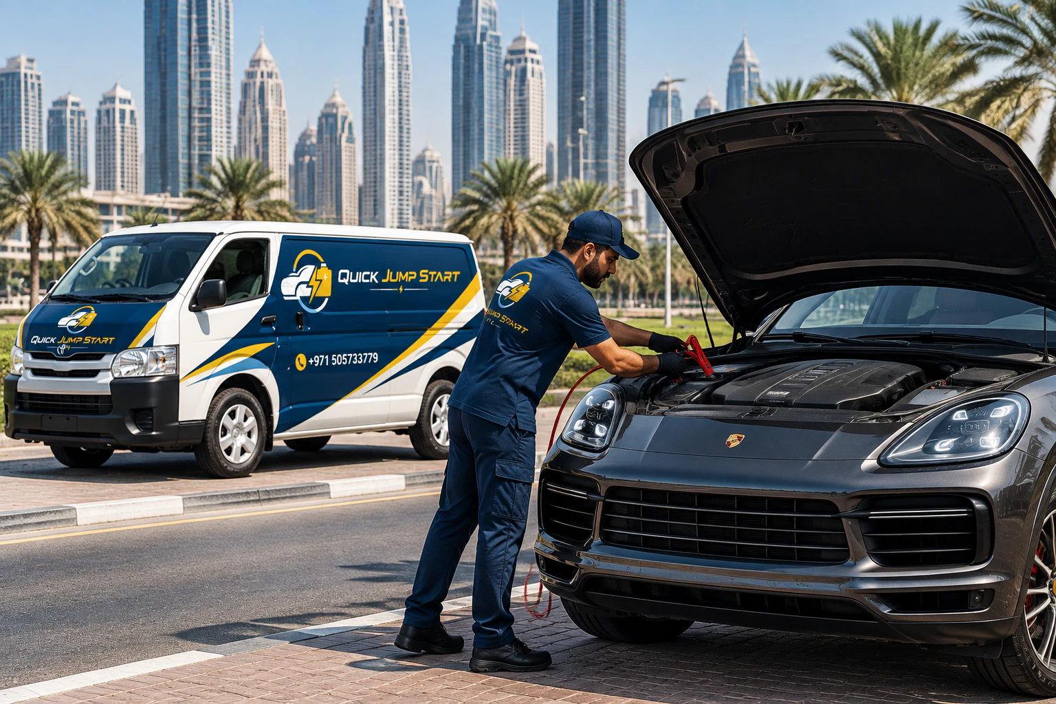Porsche jump start service in Dubai