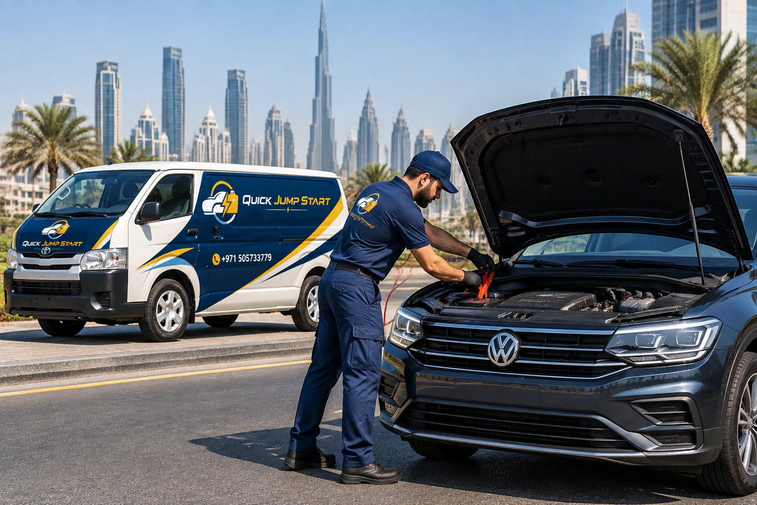 Volkswagen jump start service in Dubai